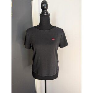 Levi's Women's Hayes Ribbed Baby T-Shirt with Red Tab Patch - Black - XL